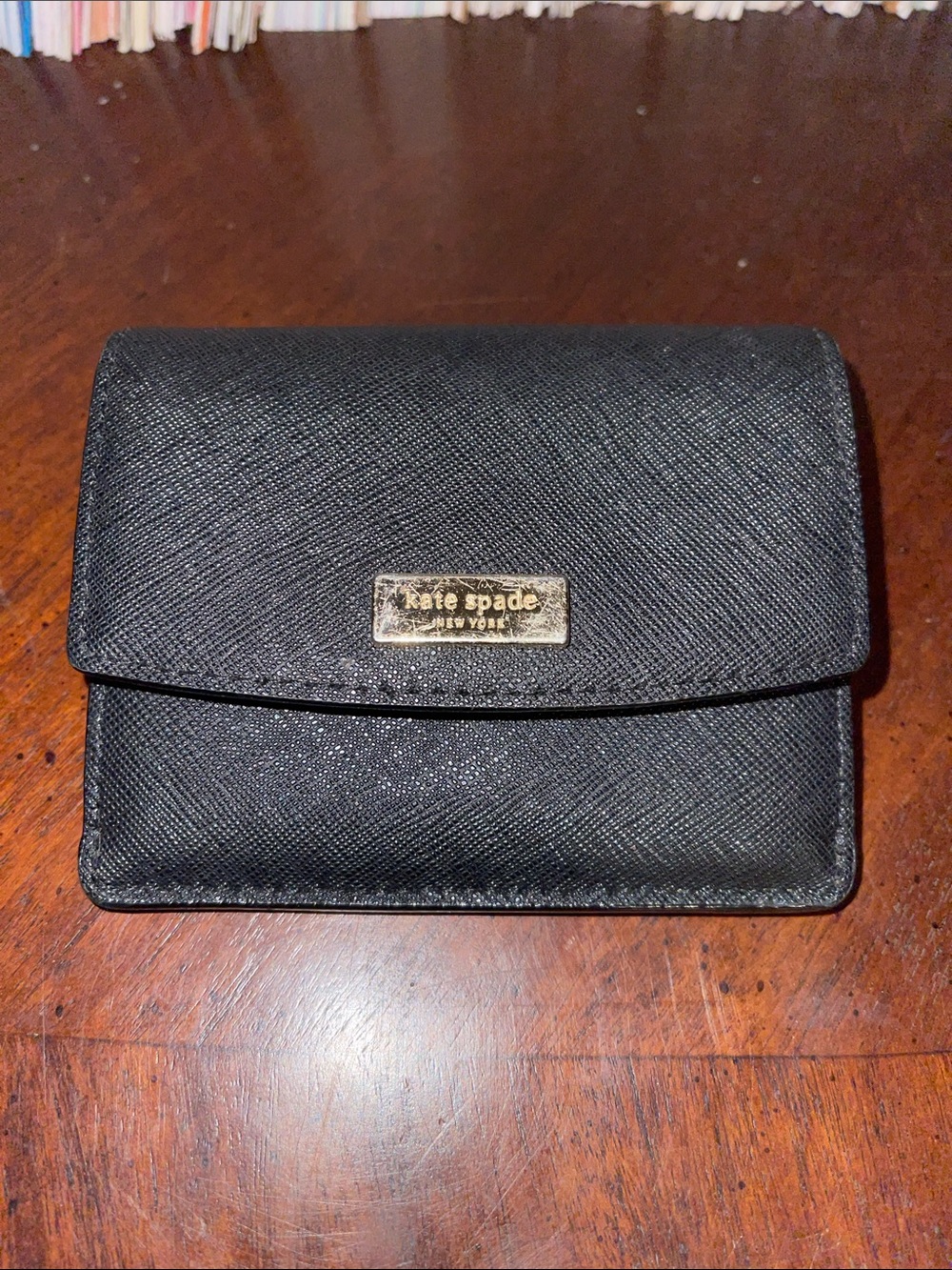 kate spade new york bi-fold wallet leather black